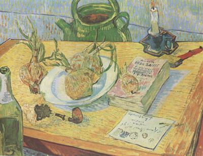 Vincent Van Gogh Still life:Drawing Board,Pipe,Onions and Sealing-Wax (nn04) oil painting image